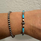 Turquoise Navajo pearl torpedo bracelet / beaded gemstone sterling silver bracelet