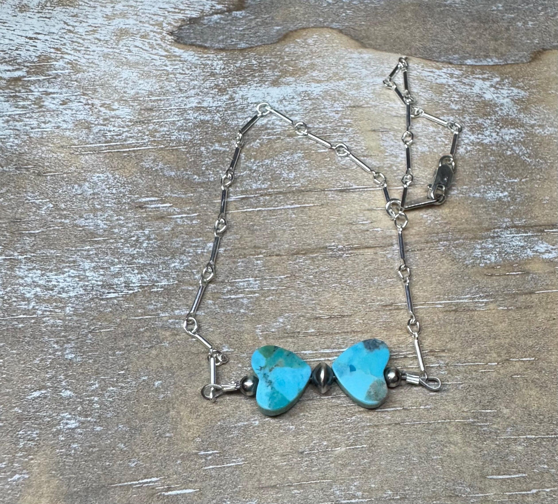Turquoise heart and Navajo pearl ankle bracelet / ankle bracelet