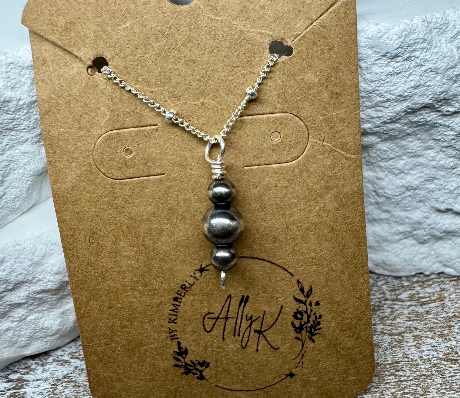Navajo Pearls Pendant Charm, Sterling Silver Satellite Chain, Navajo Necklace, Authentic Native American Jewelry, Gift For Her