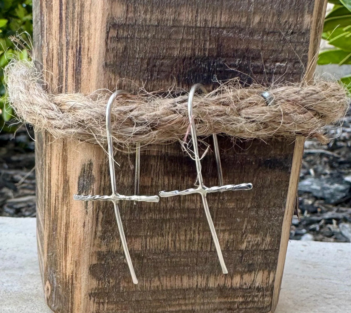 Handcrafted Sterling Silver Cross Earrings - Unique Seamless Design