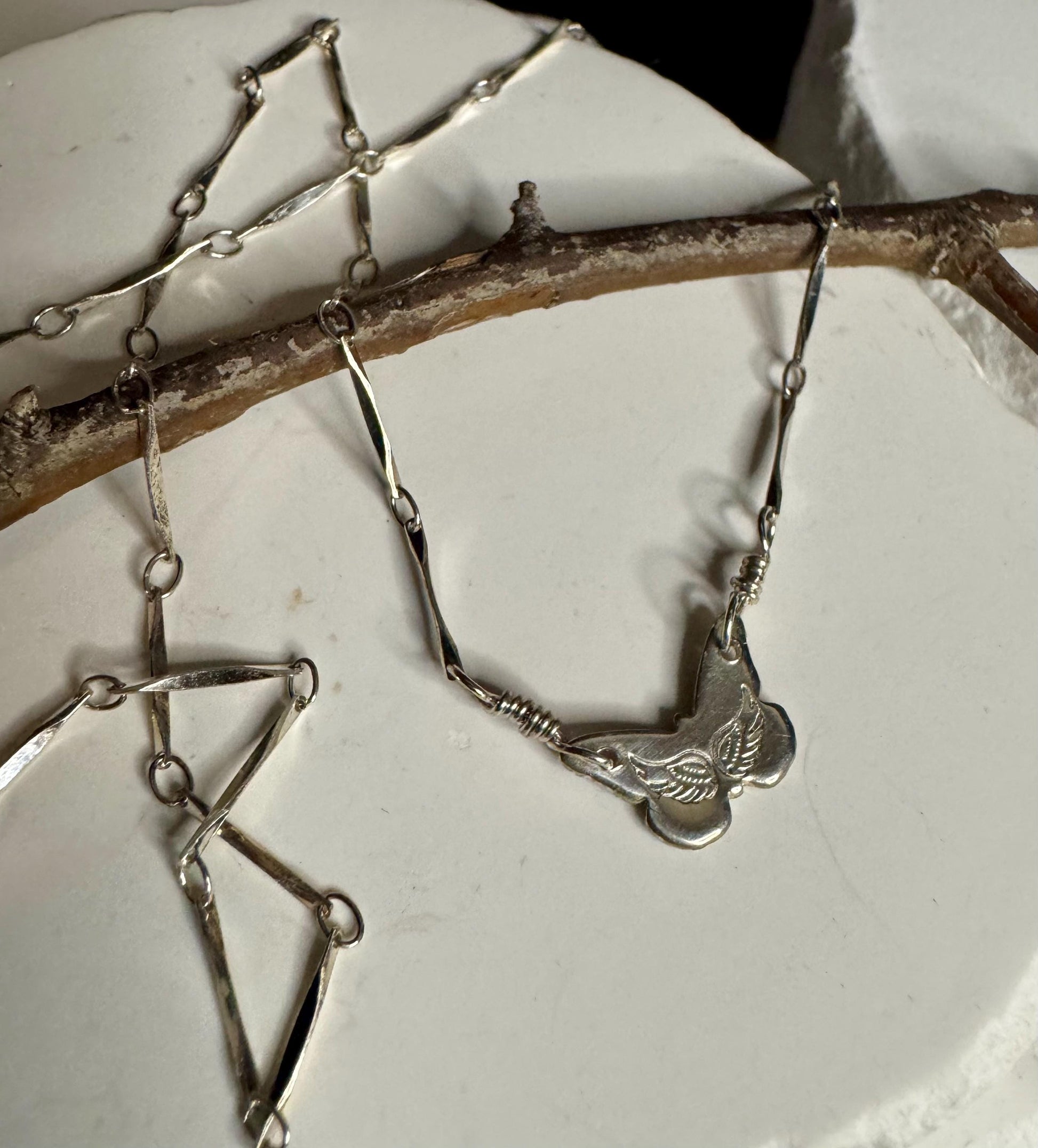 Sterling silver butterfly charm necklace / connector pendant necklace / personalized necklace