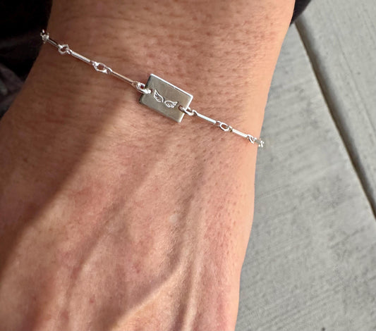 Sterling Silver Bracelet with charm, Personalized Connector Bracelet, Charm Bracelet, Custom Jewelry, Personalized Custom Bracelet, Gift