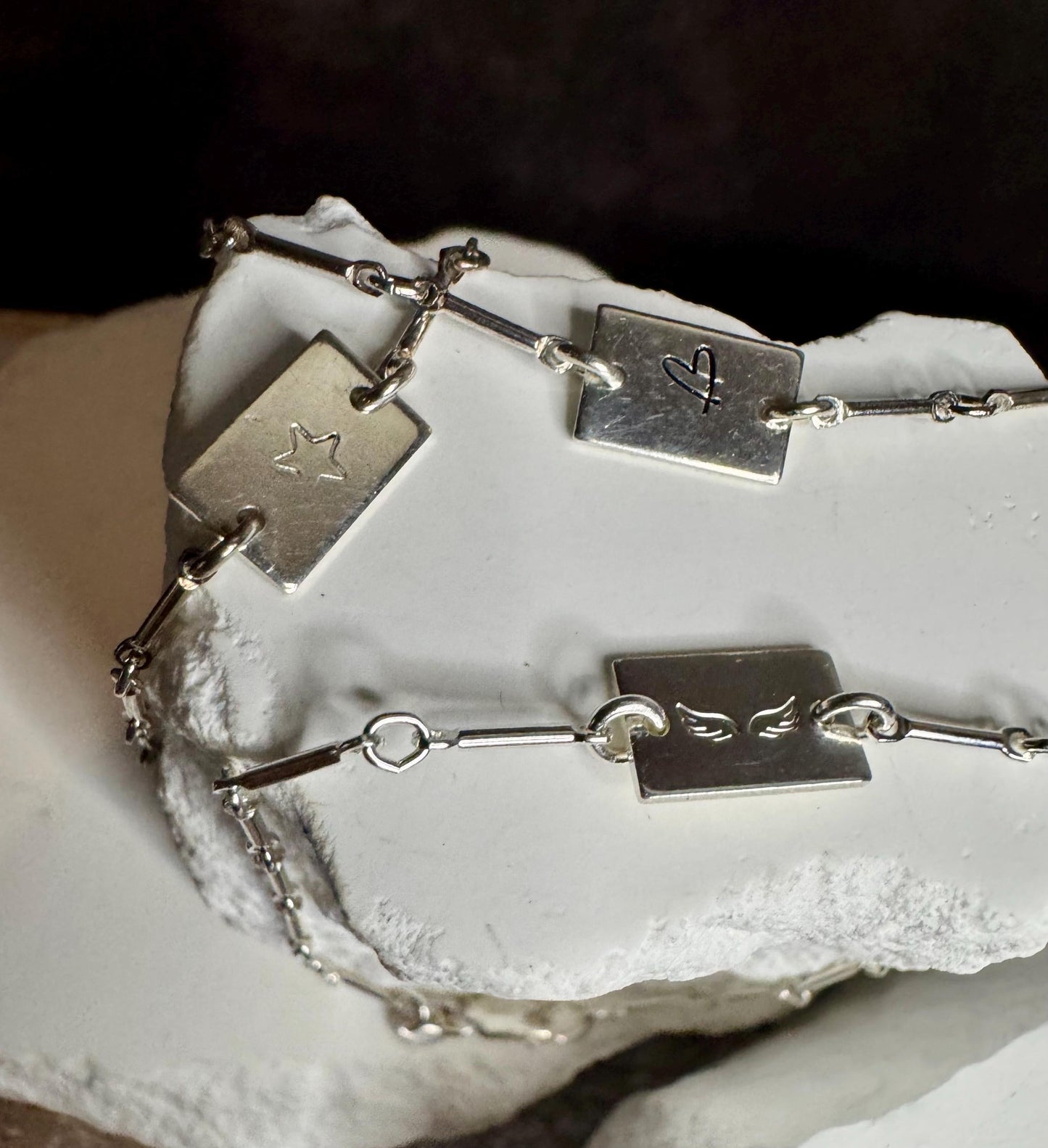 Sterling Silver Bracelet with charm, Personalized Connector Bracelet, Charm Bracelet, Custom Jewelry, Personalized Custom Bracelet, Gift