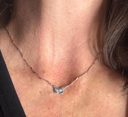 Sterling silver butterfly charm necklace / connector pendant necklace / personalized necklace