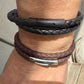 Braided leather wrap bracelet with bayonet closure/ double wrap genuine leather bracelet