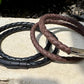Braided leather wrap bracelet with bayonet closure/ double wrap genuine leather bracelet