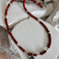 Red Creek Jasper gemstone necklace with sterling silver spacers and rose flower pendant