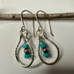 Turquoise and Navajo pearl dangle teardrop style, sterling silver twisted wire earrings / turquoise earrings