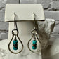 Turquoise and Navajo pearl dangle teardrop style, sterling silver twisted wire earrings / turquoise earrings