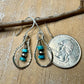 Turquoise and Navajo pearl dangle teardrop style, sterling silver twisted wire earrings / turquoise earrings