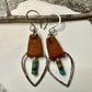 Leather earrings teardrop style with turquoise / genuine suede leather earrings