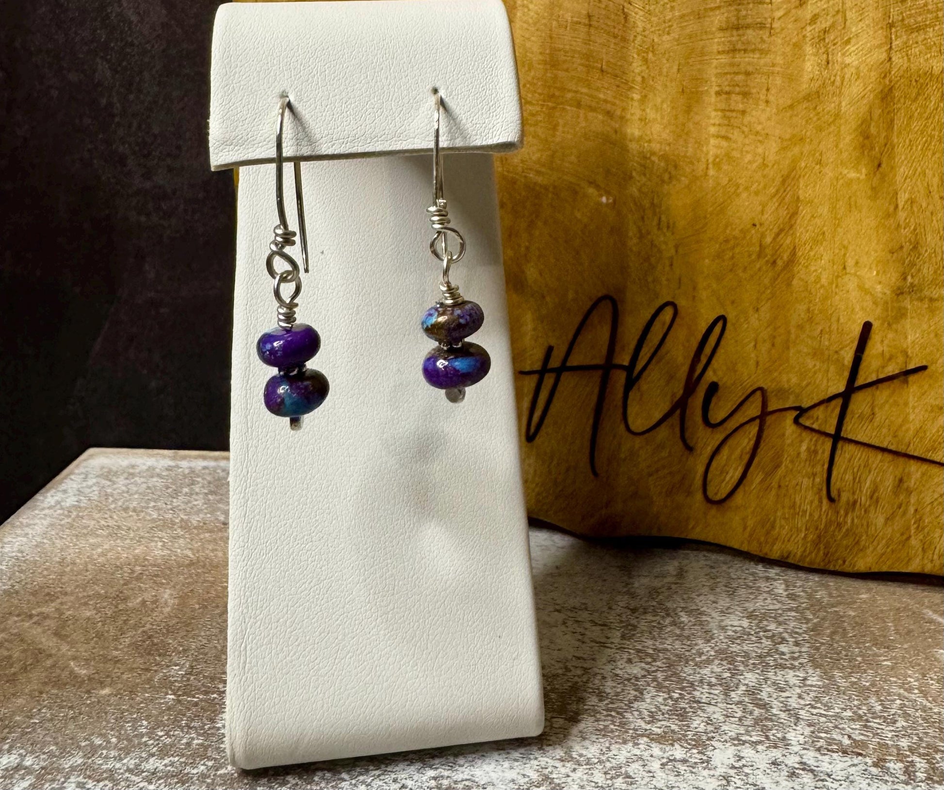 Spotted Mohave Purple Turquoise Earrings, Turquoise Jewelry, Gemstone Earrings, Purple Stone Earrings, Gift For Her