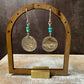 Indian head buffalo nickel earrings with turquoise gemstone / turquoise earrings