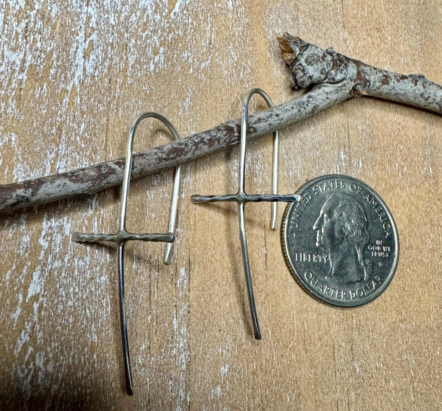 Handcrafted Sterling Silver Cross Earrings - Unique Seamless Design