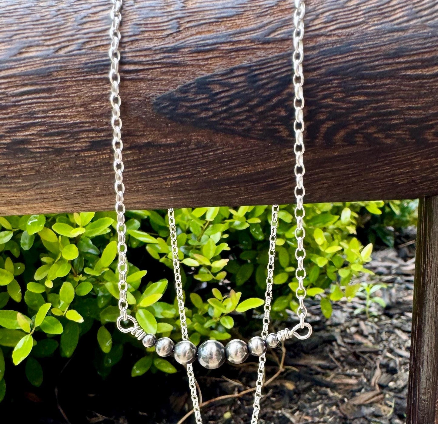 Navajo Pearl Necklace, Sterling Silver Necklace, Graduated Bar Necklace, Horizontal Necklace, Handmade Jewelry, Western Jewelry