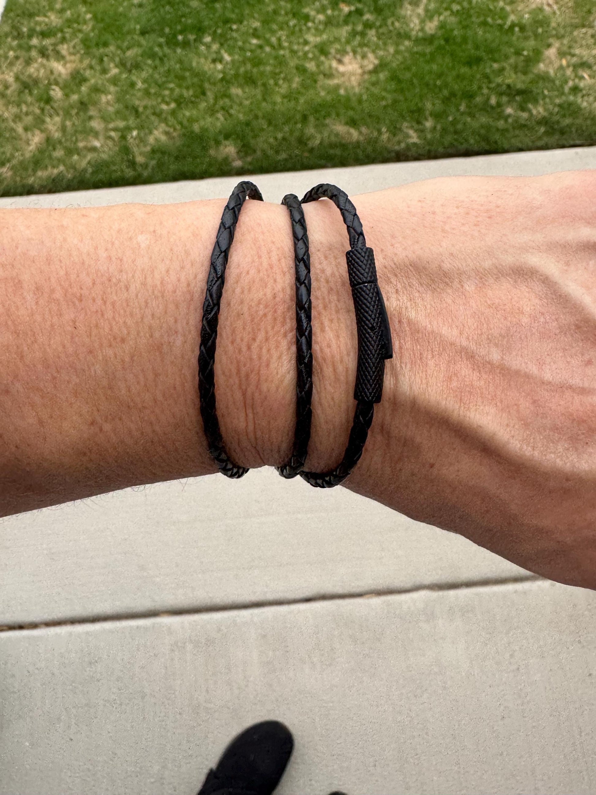 Braided Leather Wrap Bracelet, Bayonet Closure, Triple Wrap Bracelet, Genuine Leather, Leather Jewelry, Gift For Him, Gift For Her