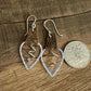 Leather earrings, teardrop hammered style, with sterling spiral dangle / genuine leather earrings