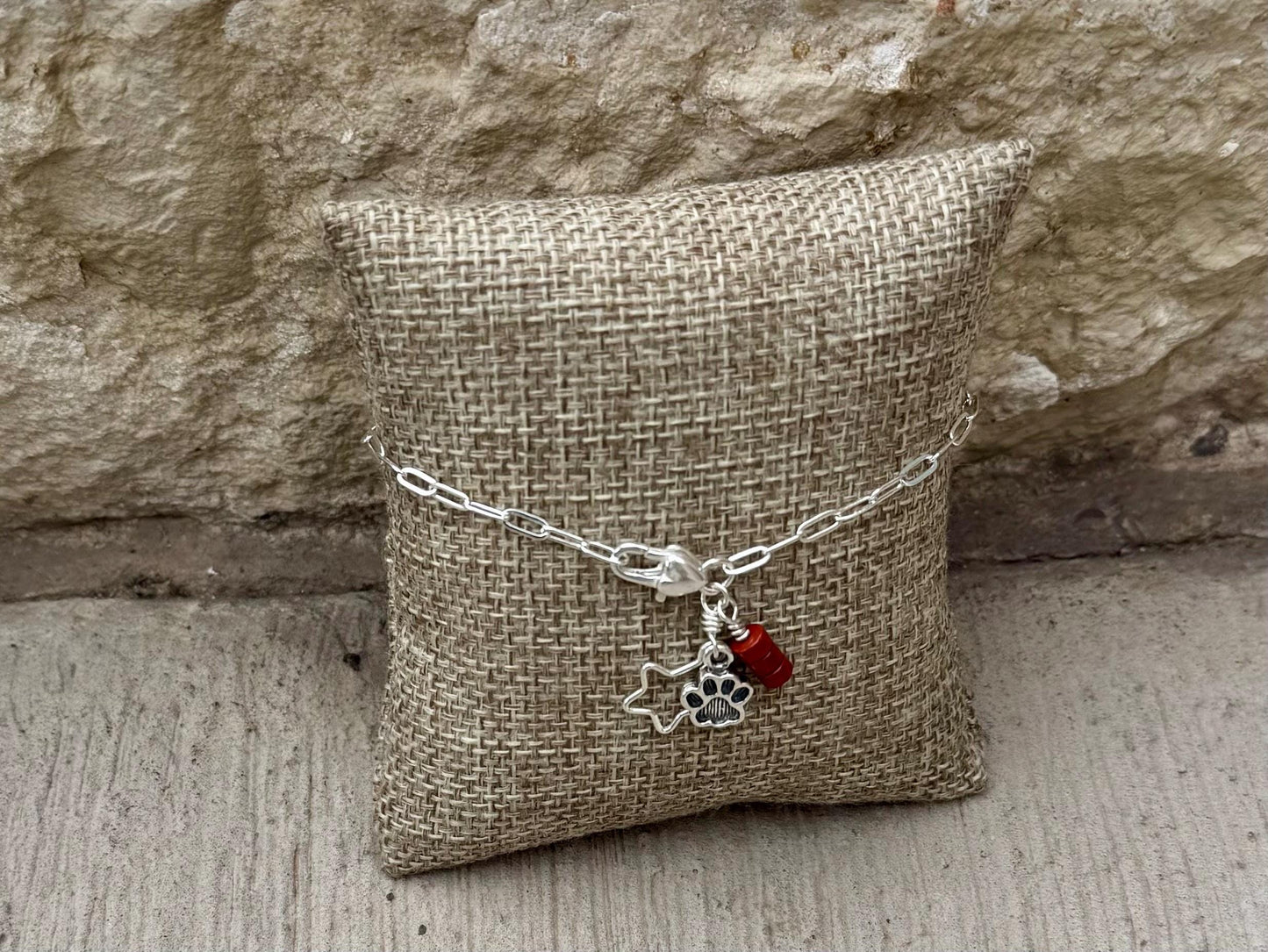 Sterling Silver Paperclip Chain Bracelet, Sterling Charm Bracelet with Gemstone, Silver Jewelry, Personalized Bracelet, Custom Bracelet