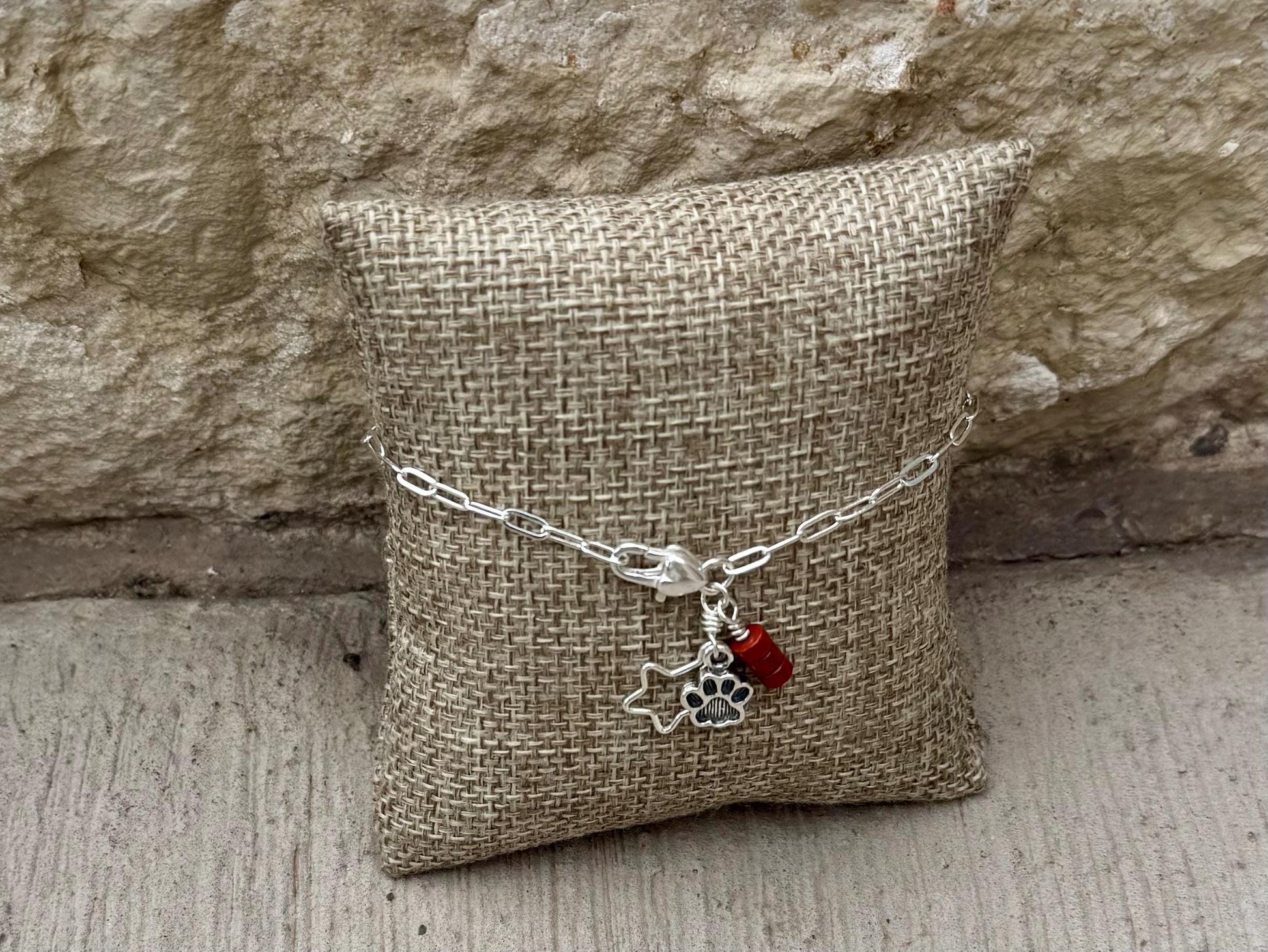 Sterling Silver Paperclip Chain Bracelet, Sterling Charm Bracelet with Gemstone, Silver Jewelry, Personalized Bracelet, Custom Bracelet