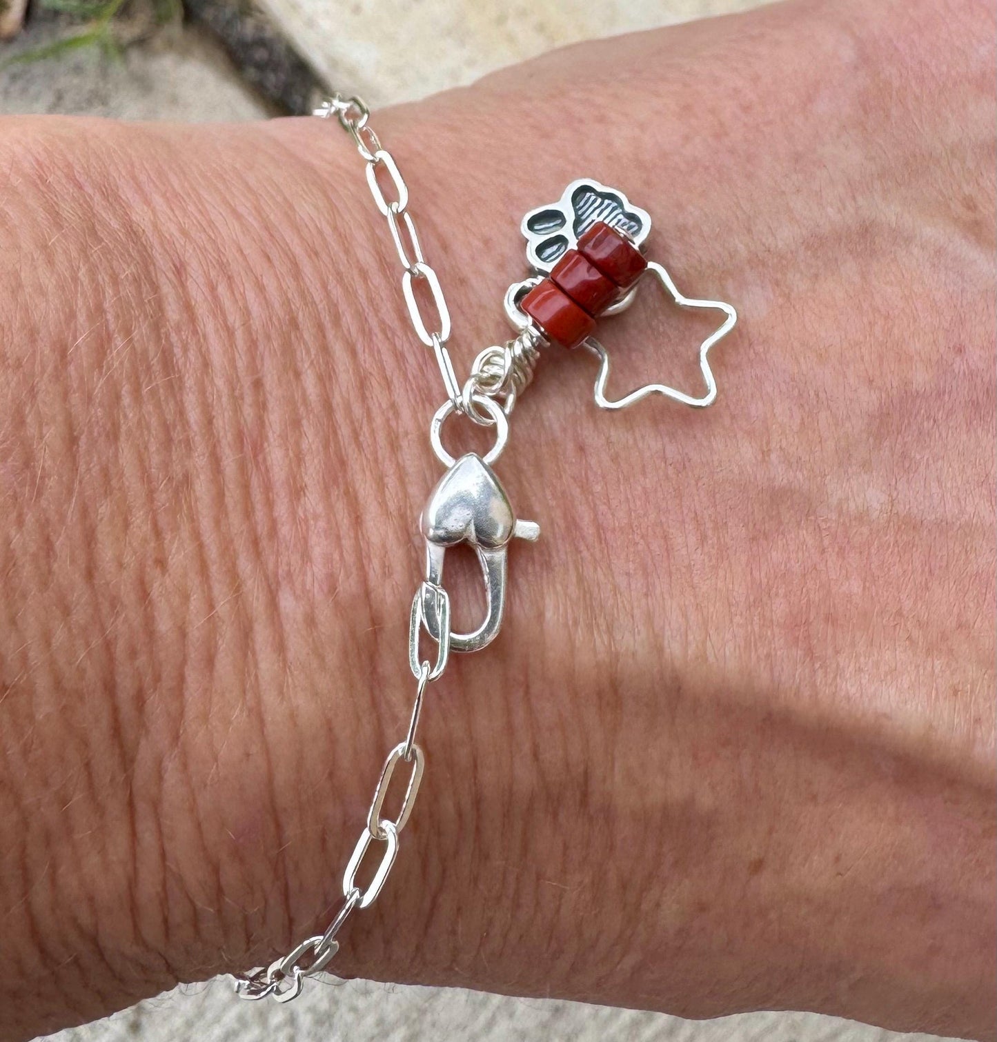 Sterling Silver Paperclip Chain Bracelet, Sterling Charm Bracelet with Gemstone, Silver Jewelry, Personalized Bracelet, Custom Bracelet