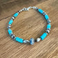 Turquoise Navajo pearl torpedo bracelet / beaded gemstone sterling silver bracelet