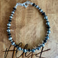 Navajo Pearl Bracelet with black onyx / sterling silver gemstone beaded bracelet