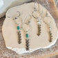 Sterling silver earrings with chain with turquoise gemstone / gemstone beaded sterling silver earrings