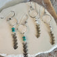 Sterling silver earrings with chain with turquoise gemstone / gemstone beaded sterling silver earrings