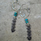 Sterling silver earrings with chain with turquoise gemstone / gemstone beaded sterling silver earrings