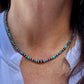 Navajo Pearl and Kingman Turquoise Necklace, Genuine Turquoise Beaded Necklace, Gemstone Necklace, Choker Necklace, Authentic Navajo Pearls