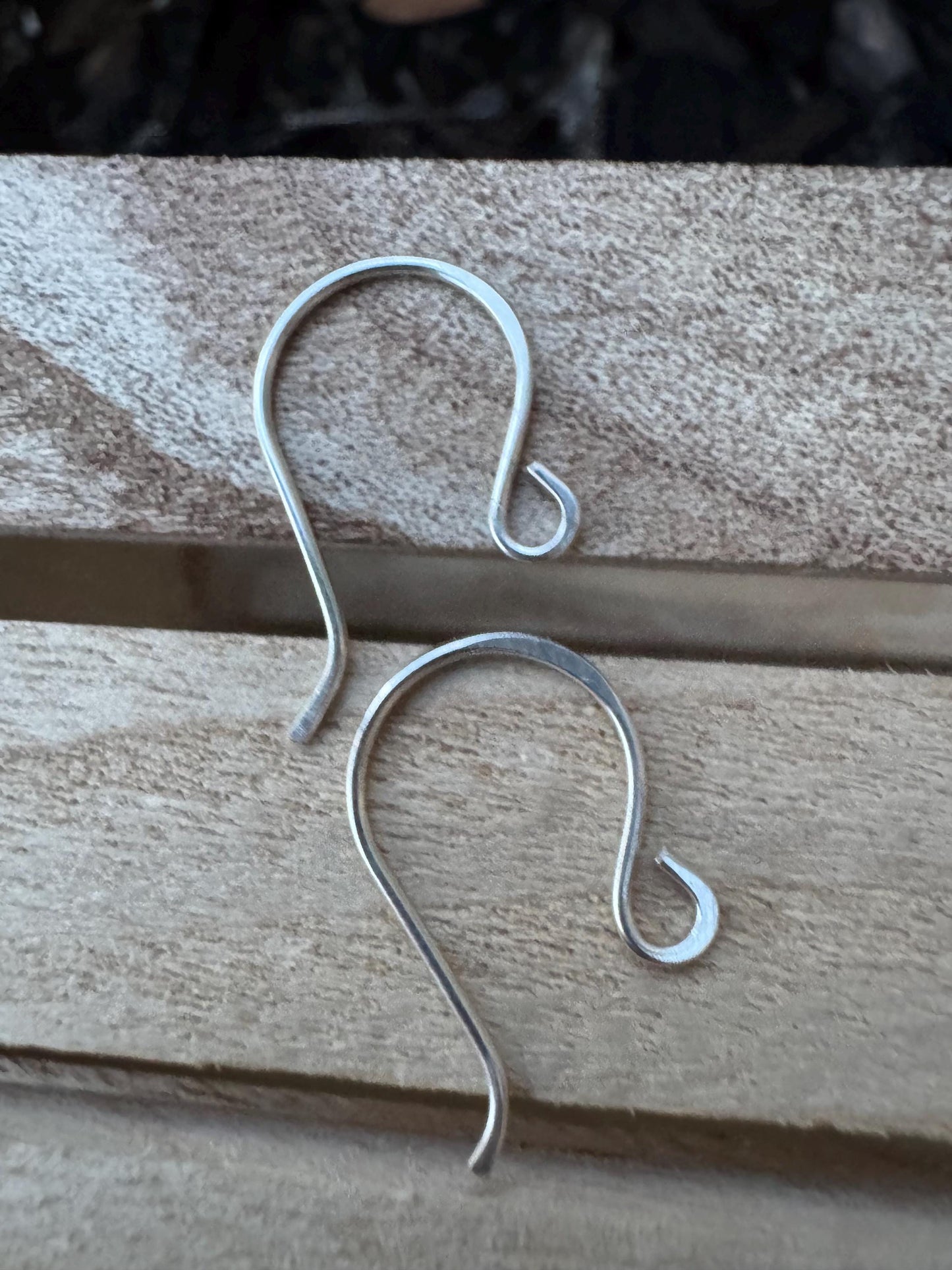 Modern French 20g front hook sterling silver ear wires / handmade ear wires / shiny or oxidized polished