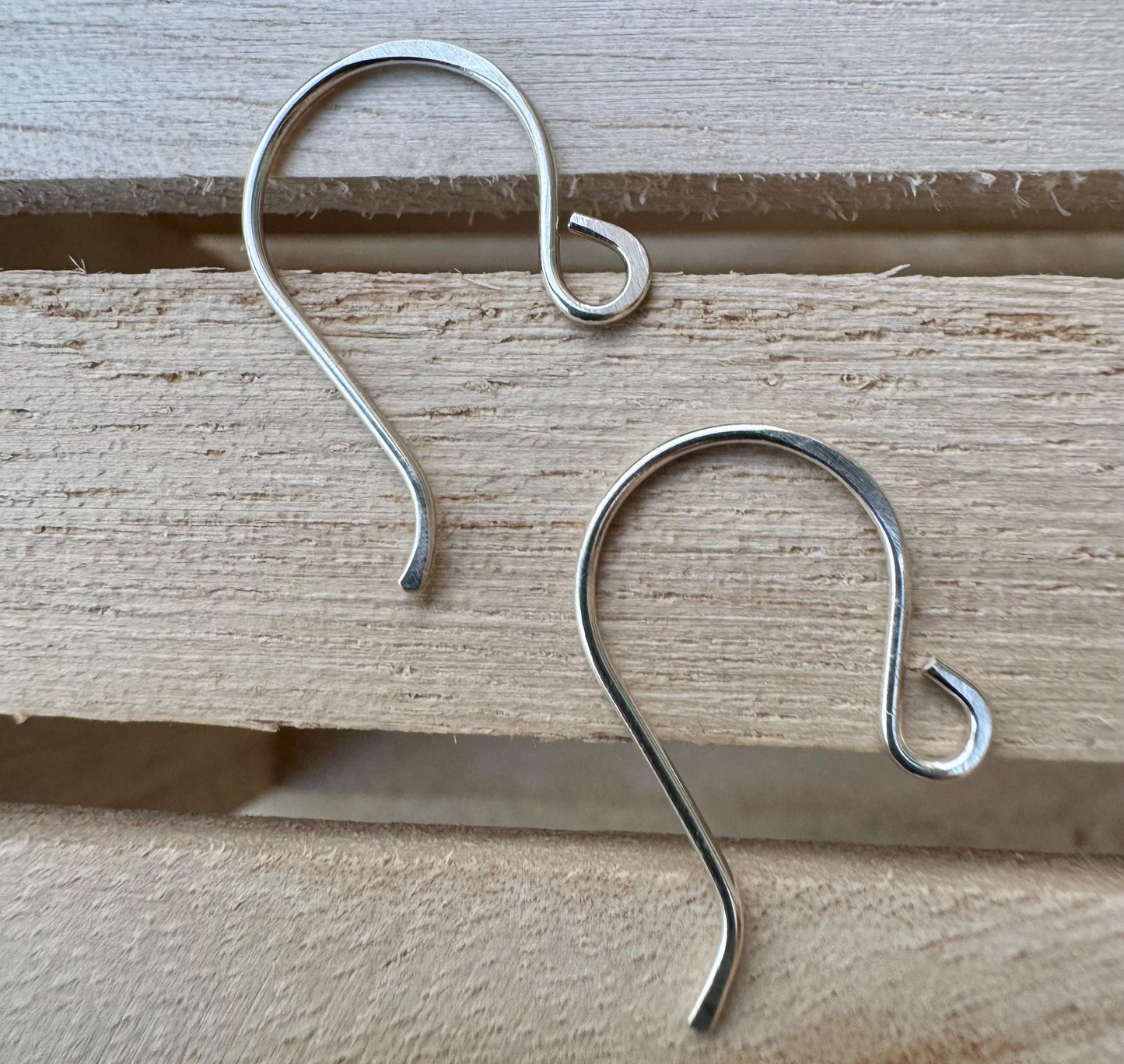 Modern French 20g front hook sterling silver ear wires / handmade ear wires / shiny or oxidized polished