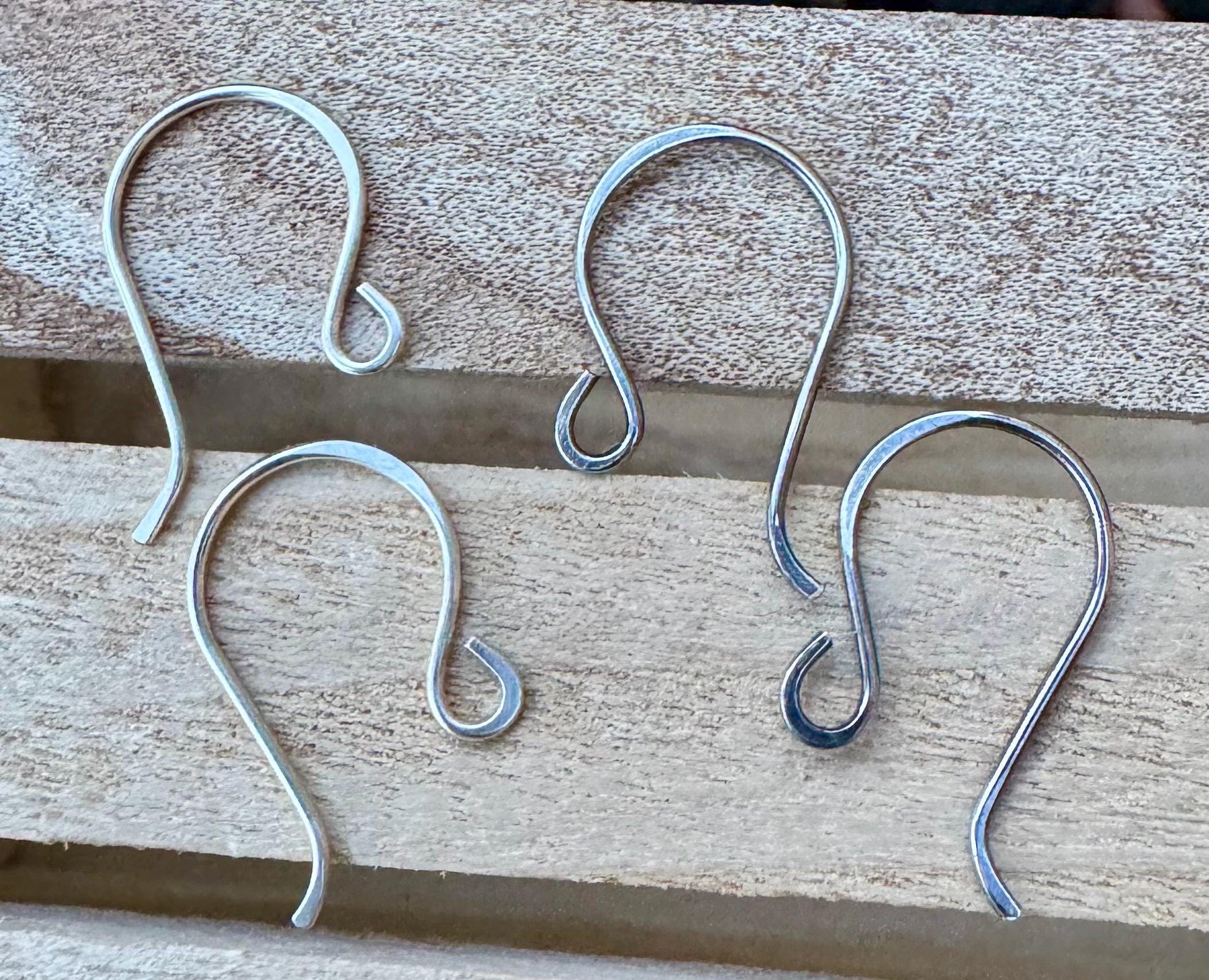 Modern French 20g front hook sterling silver ear wires / handmade ear wires / shiny or oxidized polished