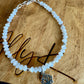 Mother of Pearl bracelet with lotus flower charm/ sterling silver beaded gemstone bracelet
