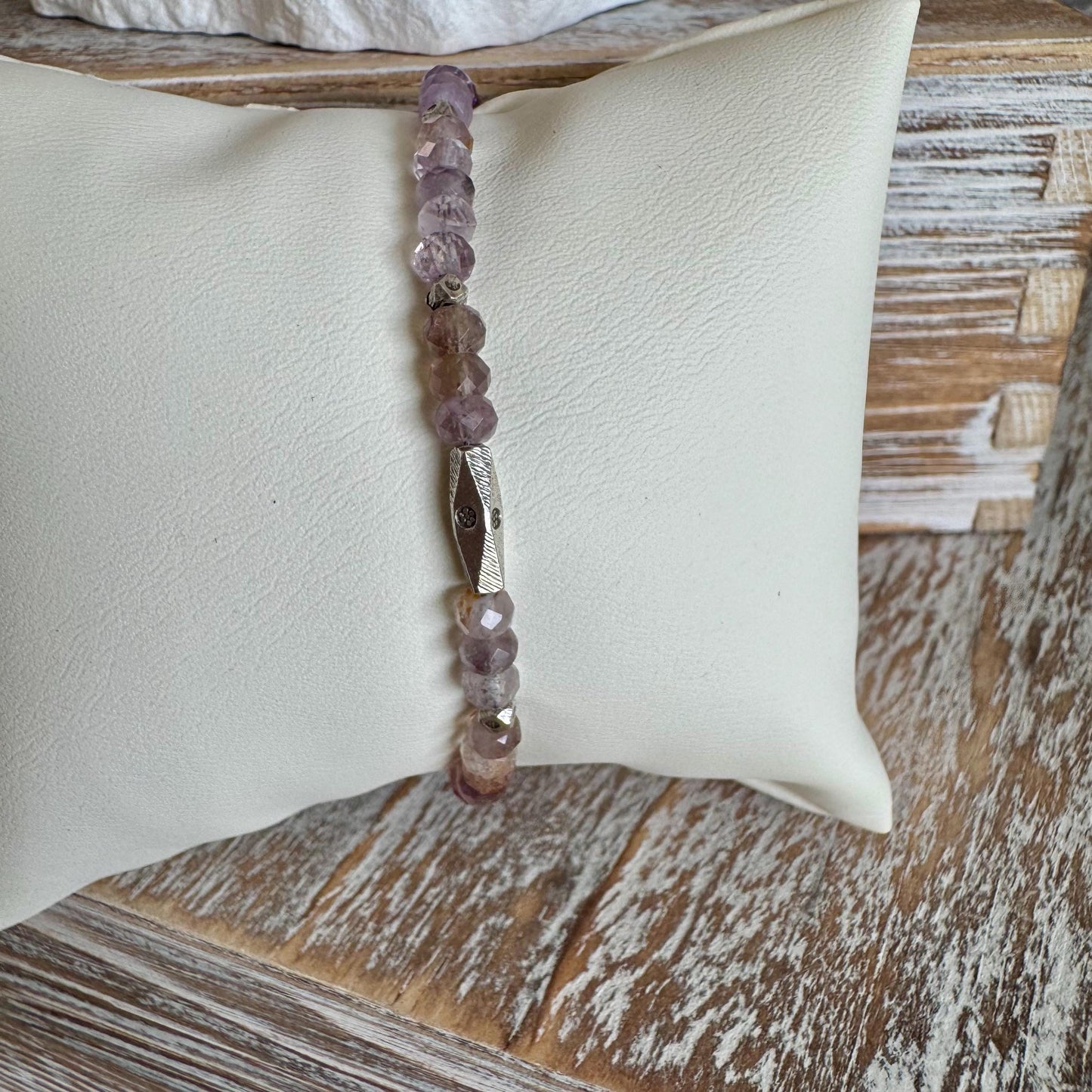 Auralite 23 Cacoxenite Gemstone bracelet / Rare Natural Auralite sterling silver beaded gemstone bracelet