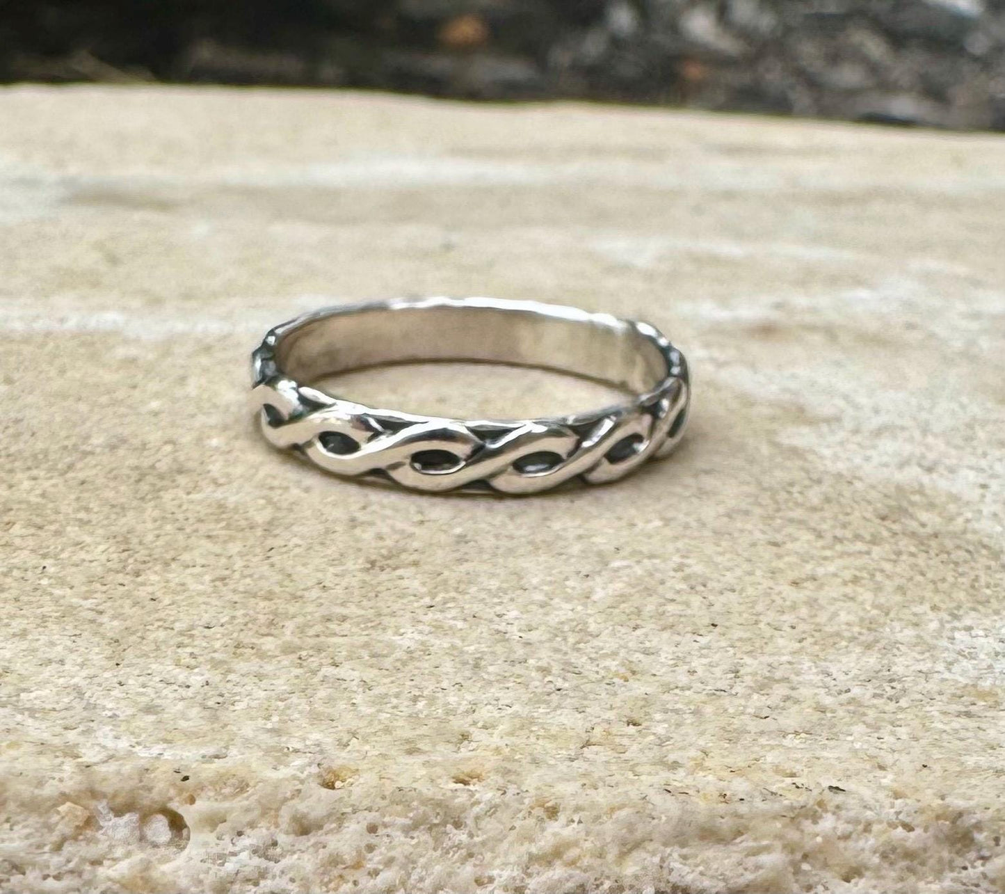 Sterling silver twist wire pattern ring band / twisted wire style ring band / handmade ring band