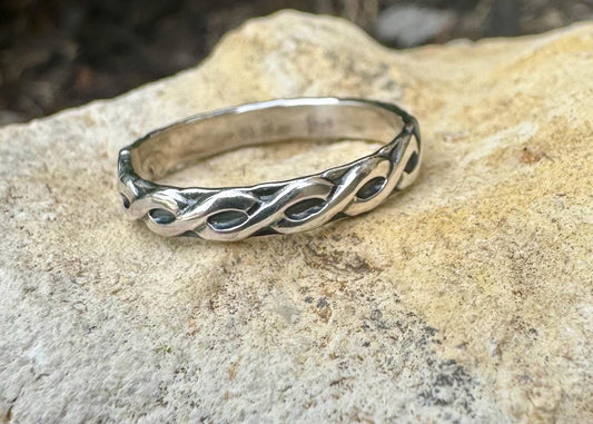 Sterling silver twist wire pattern ring band / twisted wire style ring band / handmade ring band