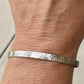 Flower doodle imprinted sterling silver cuff bracelet