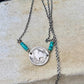 Indian head buffalo nickel on sterling silver oxidized Rolo chain with turquoise gemstone