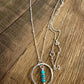 Arizona blue turquoise necklace with sterling silver daisy spacers, circle pendant and satellite chain / 925 necklace with turquoise