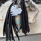 Turquoise keychain with black leather tassel / purse tassel