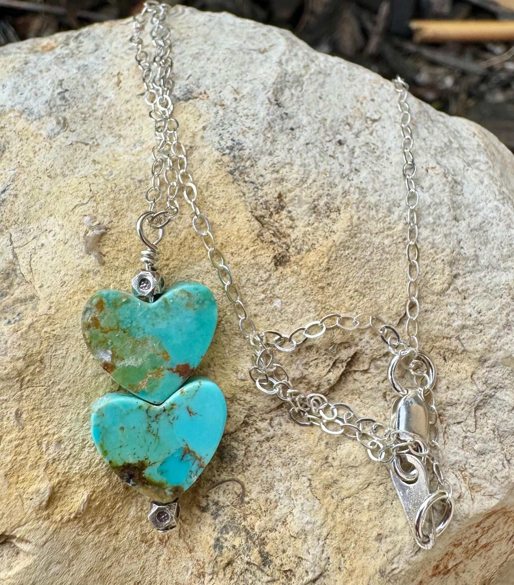 Turquoise Heart Pendant, Kingman Turquoise Necklace, Gemstone Jewelry, Boho Style, Southwestern Style, Gift for Her, Unique Pendant