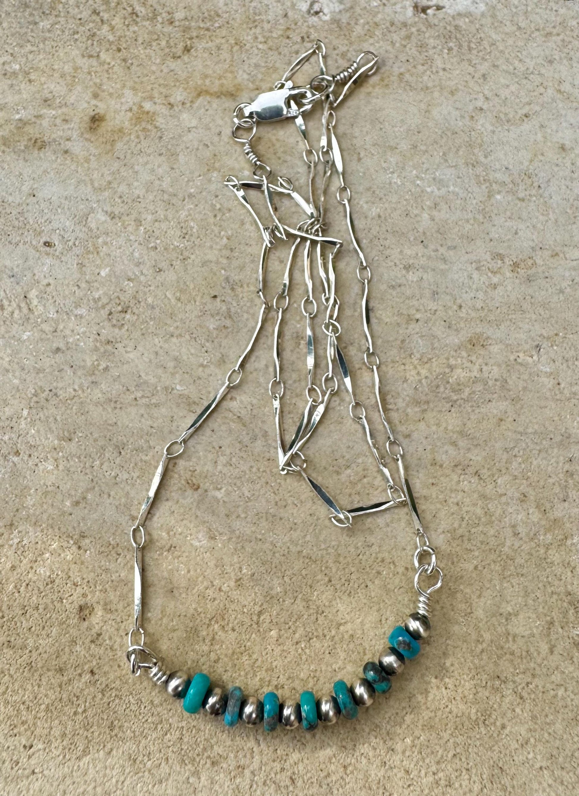 Sterling Silver Turquoise Navajo Pearl Bar Necklace, Bar Turquoise Necklace, Authentic Navajo Pearl Jewelry, Native American Jewelry Gift