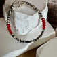 Navajo Pearl bracelet with Red Bamboo Coral/ sterling silver gemstone beaded bracelet