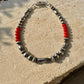 Navajo Pearl bracelet with Red Bamboo Coral/ sterling silver gemstone beaded bracelet