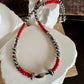 Navajo Pearl with Red Bamboo Coral Necklace, Gemstone Beaded Choker, Sterling Silver Necklace, Southwest Jewelry, Authentic Native Necklace