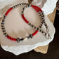 Navajo Pearl with Red Bamboo Coral Necklace, Gemstone Beaded Choker, Sterling Silver Necklace, Southwest Jewelry, Authentic Native Necklace