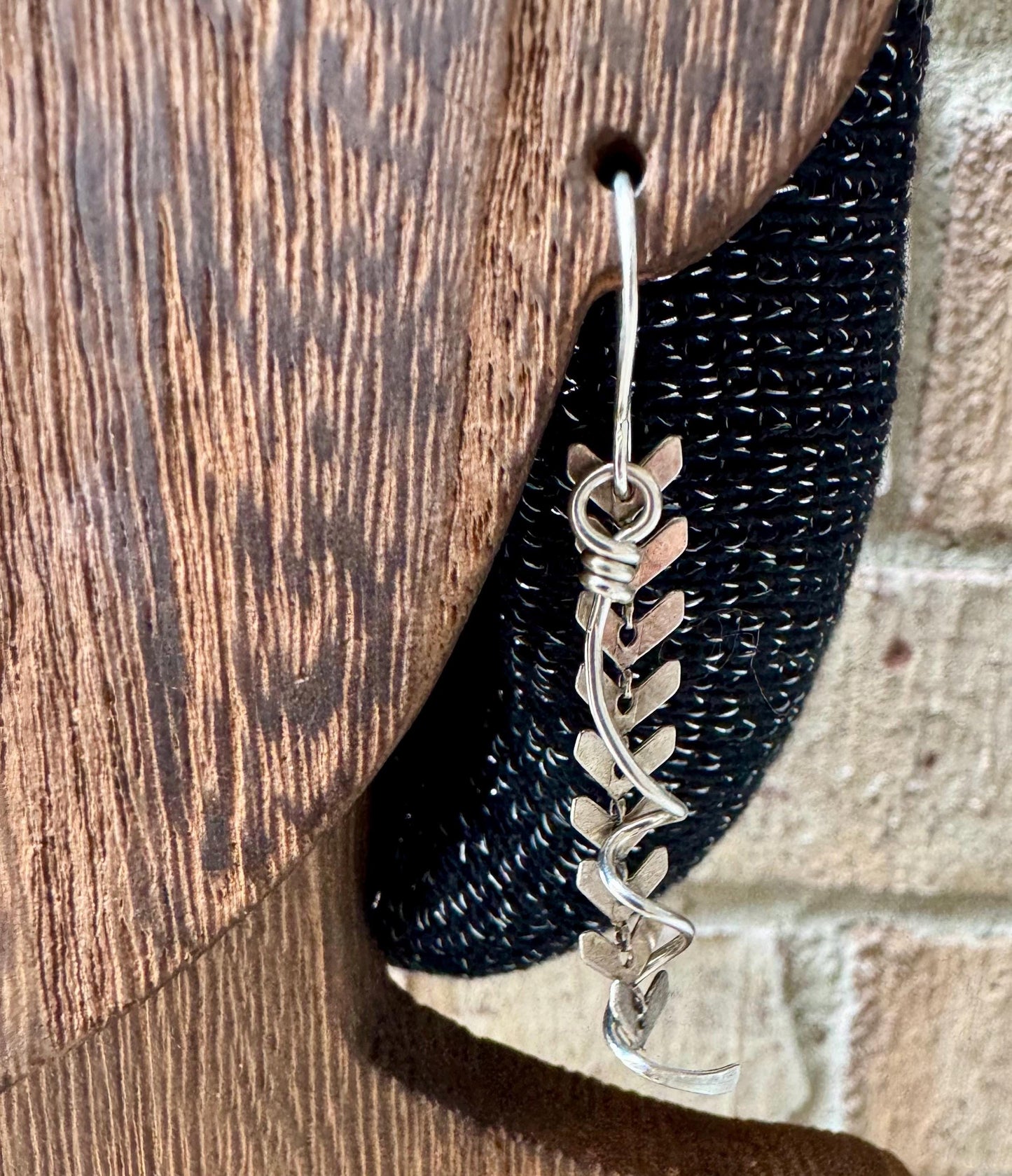 Sterling silver spiral dangle chain earrings