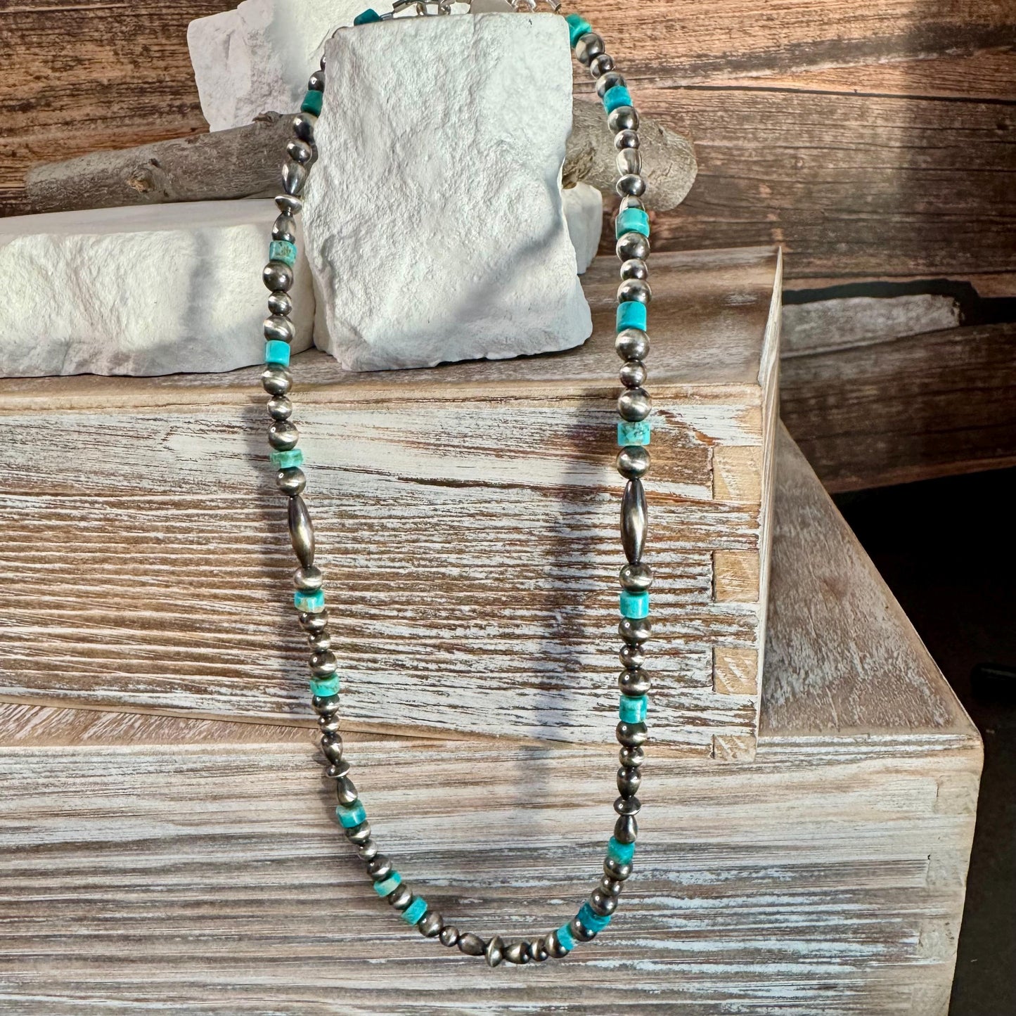 Navajo Pearl Kingman Turquoise Necklace, Authentic Native Made Sterling Necklace, Choker Necklace, Turquoise Jewelry, Southwestern Style