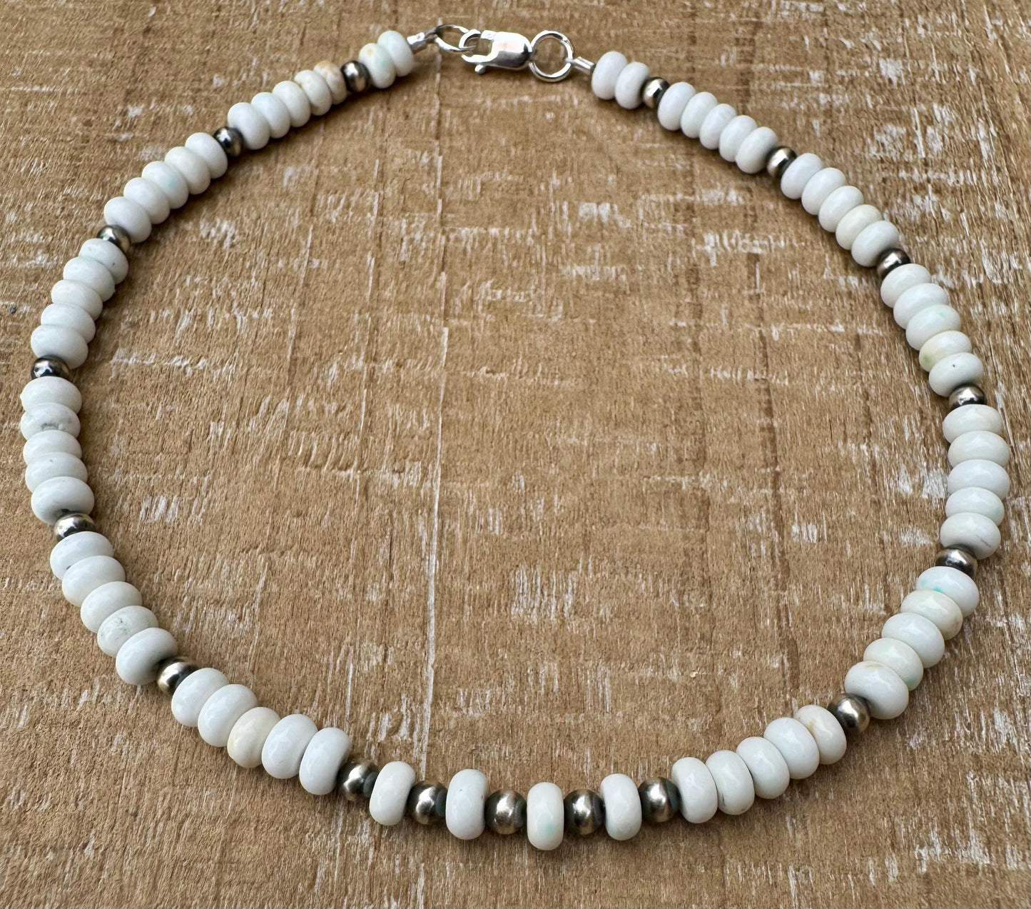 Navajo Pearl and White Turquoise Anklet, Navajo Pearl Ankle Bracelet, Beaded Ankle Jewelry, Southwestern Gift, Tribal Anklet